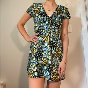 Urban Outfitters Floral Short Sleeve Knit Mini Dress